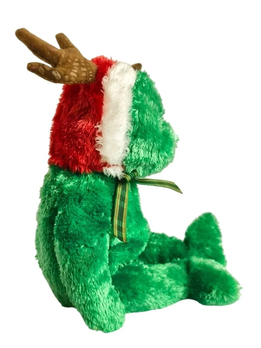 Ty Beanie Babies 2002 Holiday Teddy Bear Plush Antlers Santa Hat Festive Retired